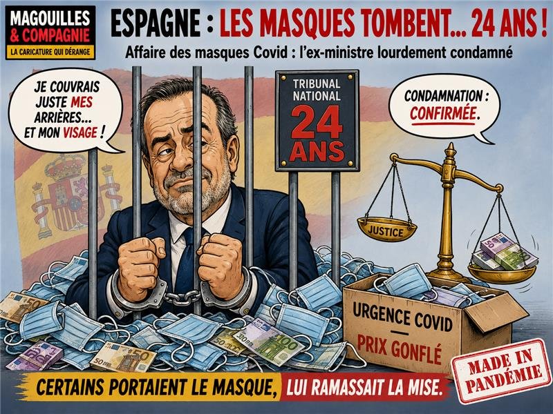 Caricature : Espagne — masques Covid : 24 ans