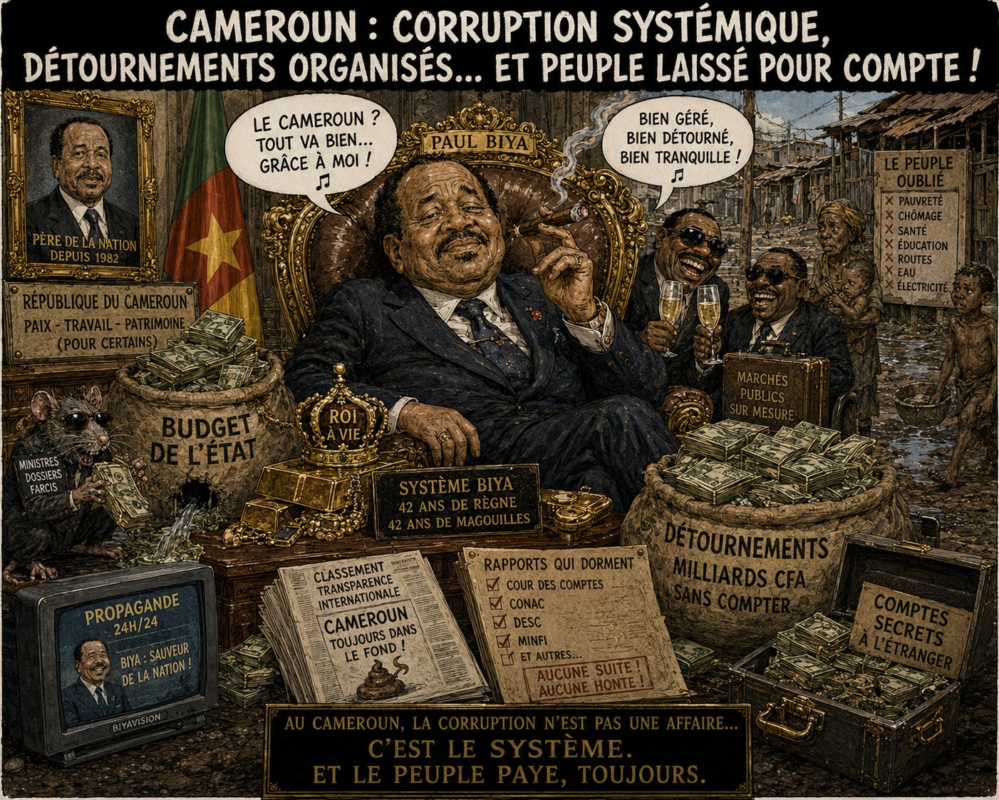 Caricature Magouilles & Compagnie : Cameroun — corruption systémique
