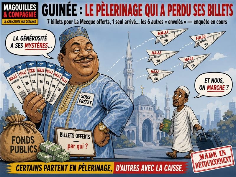 Caricature : Guinée — le pèlerinage qui a perdu ses billets